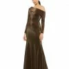 Ieena For Mac Duggal Shop For Textured Metallic Off-the-Shoulder Trumpet Gown