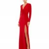 Ieena For Mac Duggal Shop For Jersey Long Sleeve Asymmetrical Ruched Gown