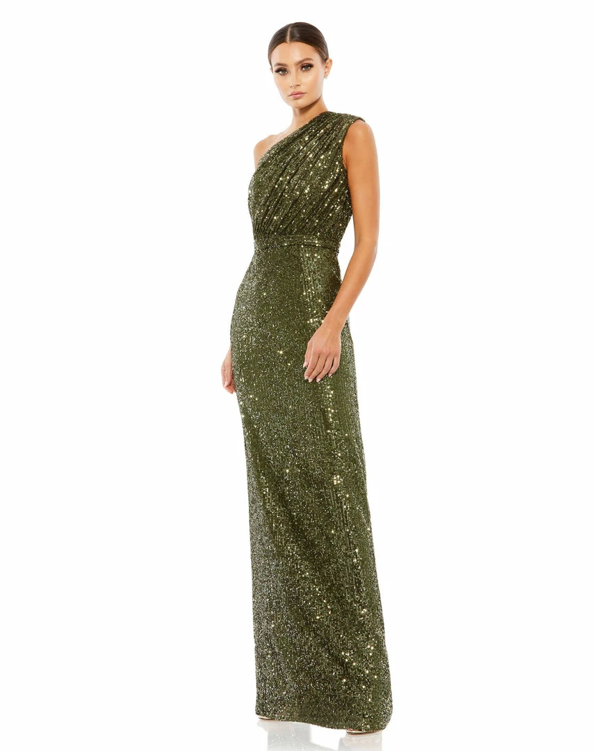Ieena For Mac Duggal Shop For Sequined Ruched One Shoulder Gown 1 Ieena For Mac Duggal Shop For Sequined Ruched One Shoulder Gown