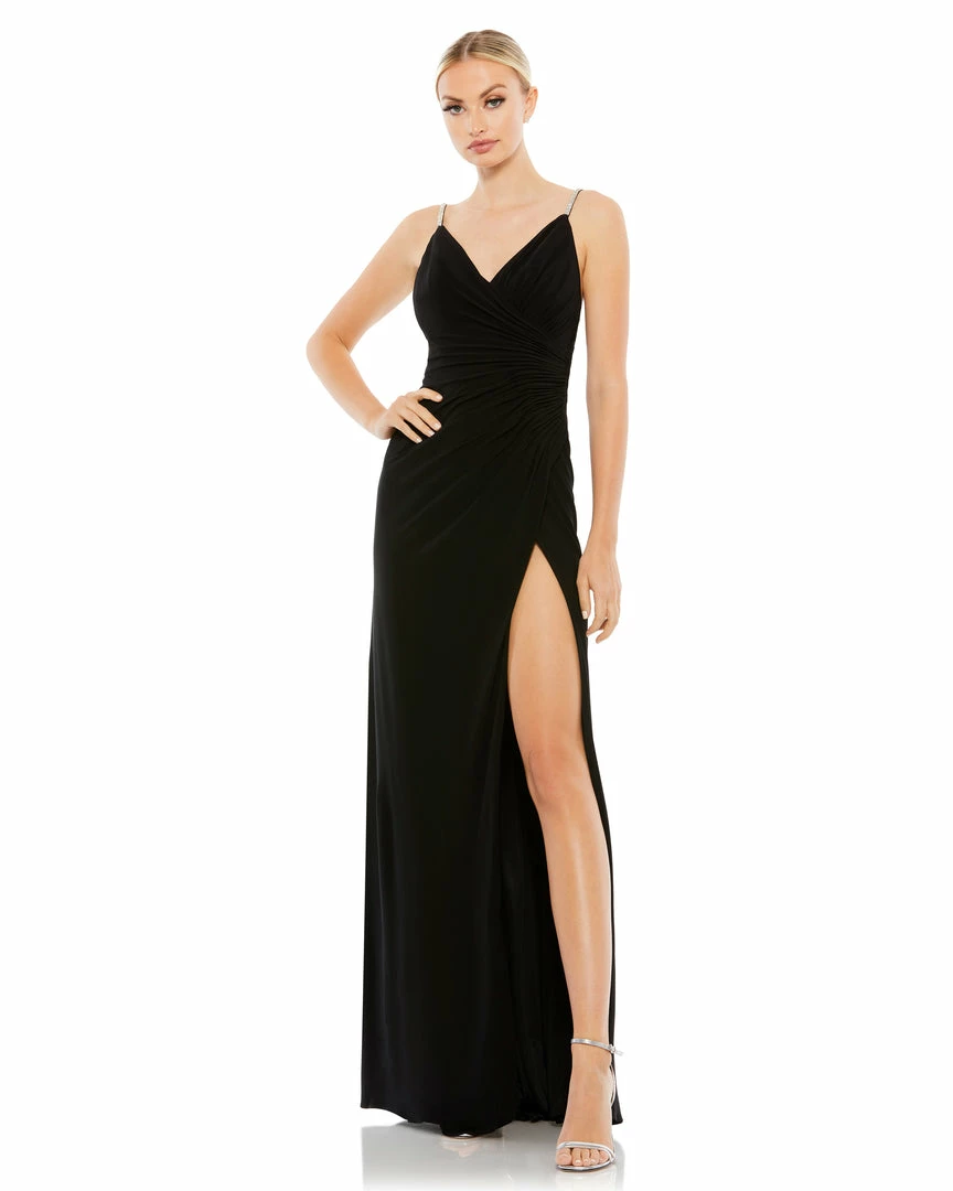 Ieena For Mac Duggal Faux Wrap V Neck Open Back Gown 1 Ieena For Mac Duggal Faux Wrap V Neck Open Back Gown