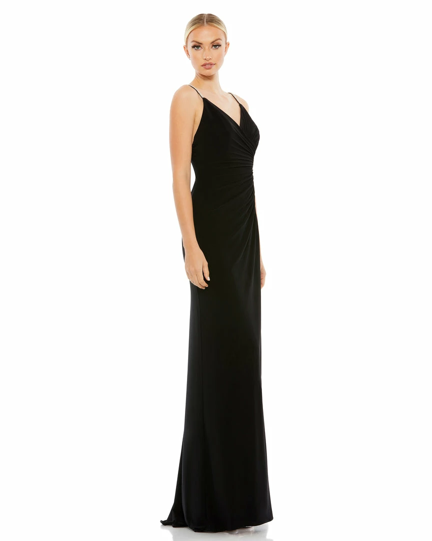 Ieena For Mac Duggal Faux Wrap V Neck Open Back Gown 4 Ieena For Mac Duggal Faux Wrap V Neck Open Back Gown