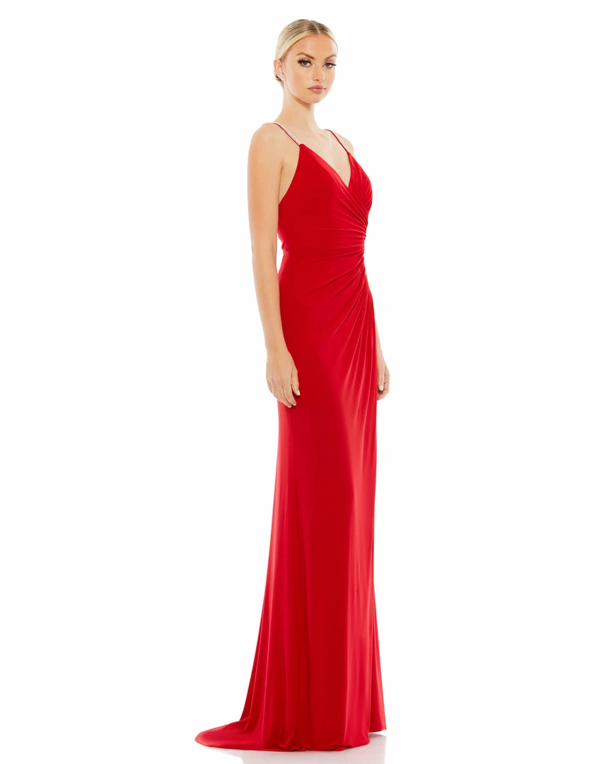 Ieena For Mac Duggal Faux Wrap V Neck Open Back Gown 8 Ieena For Mac Duggal Faux Wrap V Neck Open Back Gown