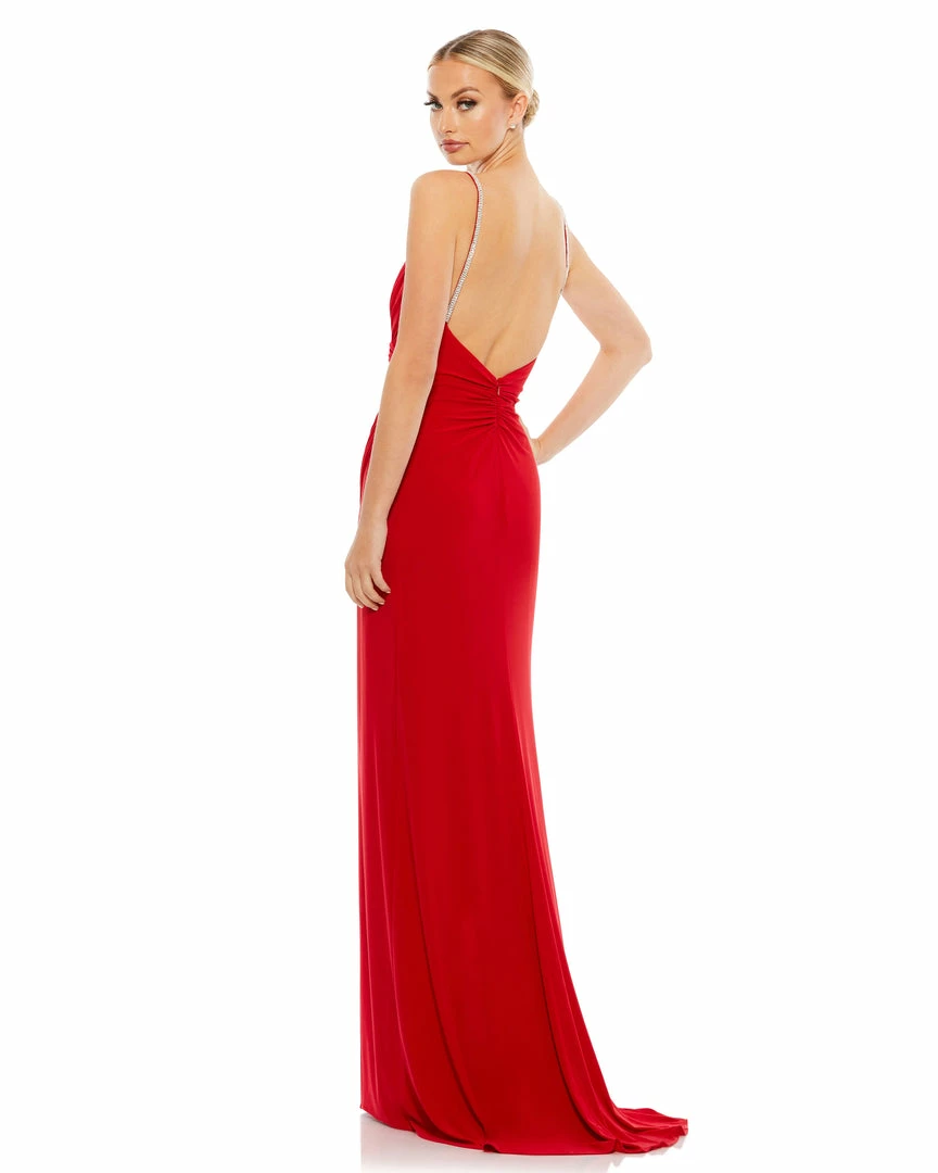 Ieena For Mac Duggal Faux Wrap V Neck Open Back Gown 6 Ieena For Mac Duggal Faux Wrap V Neck Open Back Gown