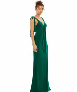 Mac Duggal Shop For Jersey Low Back Bow Shoulder Gown