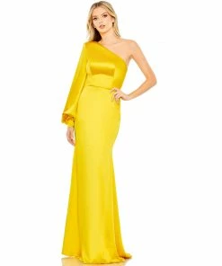 Ieena For Mac Duggal One Shoulder Bishop Sleeve Trumpet Gown Shop For 9 Ieena For Mac Duggal One Shoulder Bishop Sleeve Trumpet Gown Shop For