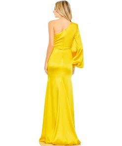 Ieena For Mac Duggal One Shoulder Bishop Sleeve Trumpet Gown Shop For 10 Ieena For Mac Duggal One Shoulder Bishop Sleeve Trumpet Gown Shop For