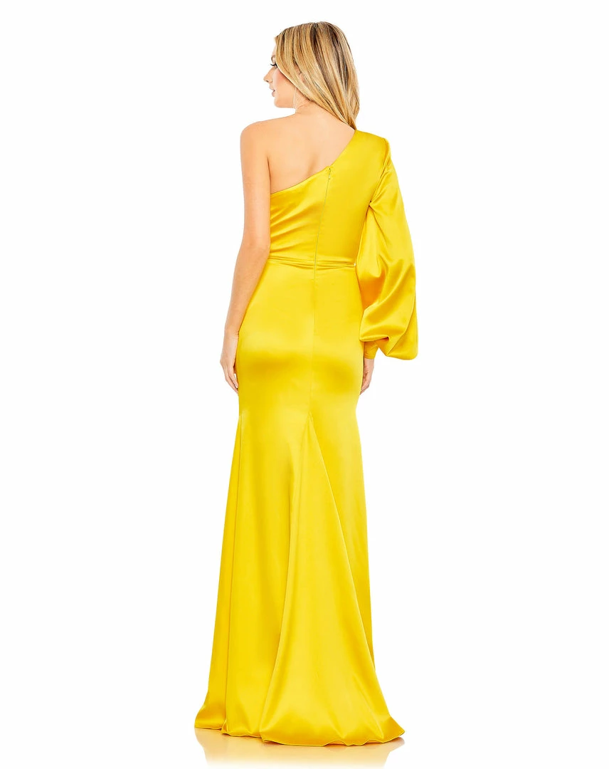 Ieena For Mac Duggal One Shoulder Bishop Sleeve Trumpet Gown Shop For 5 Ieena For Mac Duggal One Shoulder Bishop Sleeve Trumpet Gown Shop For