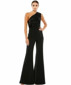 Ieena For Mac Duggal Sequined One Shoulder Jumpsuit Shop For