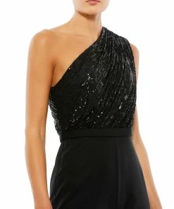 Ieena For Mac Duggal Sequined One Shoulder Jumpsuit Shop For