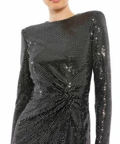 Ieena For Mac Duggal Structured Long Sleeve Side Twist Midi Dress