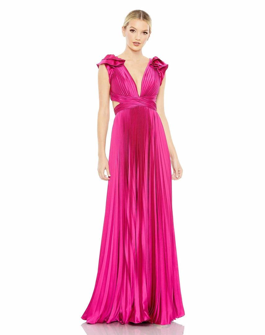 Ieena For Mac Duggal Shop For Pleated Ruffled Cap Sleeve Cut Out Lace Up Gown 5 Ieena For Mac Duggal Shop For Pleated Ruffled Cap Sleeve Cut Out Lace Up Gown