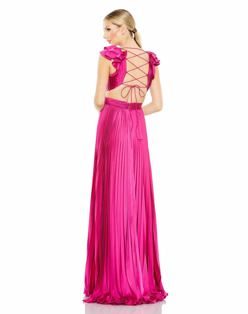 Ieena For Mac Duggal Shop For Pleated Ruffled Cap Sleeve Cut Out Lace Up Gown 6 Ieena For Mac Duggal Shop For Pleated Ruffled Cap Sleeve Cut Out Lace Up Gown