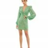 Ieena For Mac Duggal Sequined Structured Bishop Sleeve Mini Dress Wedding Guest