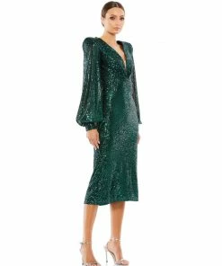 Ieena For Mac Duggal Sequined Structured Bishop Sleeve Midi Dress Shop For 13 Ieena For Mac Duggal Sequined Structured Bishop Sleeve Midi Dress Shop For