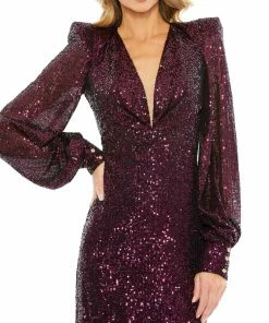 Ieena For Mac Duggal Sequined Structured Bishop Sleeve Midi Dress Shop For 12 Ieena For Mac Duggal Sequined Structured Bishop Sleeve Midi Dress Shop For