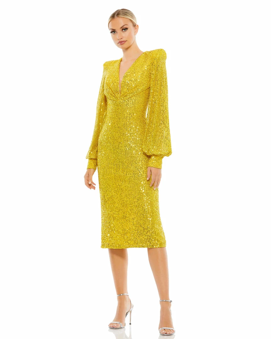 Ieena For Mac Duggal Sequined Structured Bishop Sleeve Midi Dress Shop For 7 Ieena For Mac Duggal Sequined Structured Bishop Sleeve Midi Dress Shop For