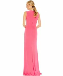Mac Duggal Shop For Draped Side Knot Jersey Gown W/ Rhinestone Ring