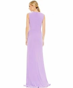 Mac Duggal Shop For Draped Side Knot Jersey Gown W/ Rhinestone Ring