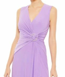 Mac Duggal Shop For Draped Side Knot Jersey Gown W/ Rhinestone Ring