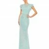 Ieena For Mac Duggal Sequined High Neck Flutter Sleeve Gown Shop For
