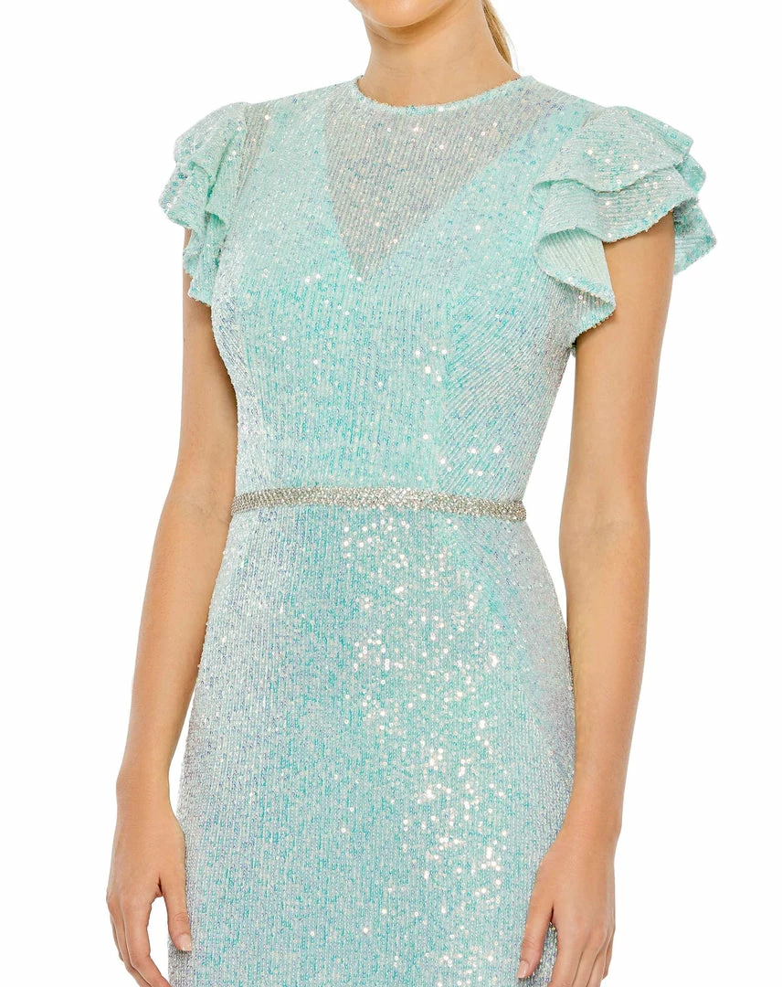 Ieena For Mac Duggal Sequined High Neck Flutter Sleeve Gown Shop For 3 Ieena For Mac Duggal Sequined High Neck Flutter Sleeve Gown Shop For