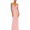Ieena For Mac Duggal Sequined Draped V Neck Gown
