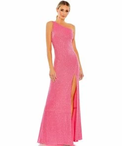 Ieena For Mac Duggal Sequined One Shoulder Draped Back Gown Shop For 12 Ieena For Mac Duggal Sequined One Shoulder Draped Back Gown Shop For