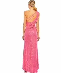 Ieena For Mac Duggal Sequined One Shoulder Draped Back Gown Shop For 13 Ieena For Mac Duggal Sequined One Shoulder Draped Back Gown Shop For
