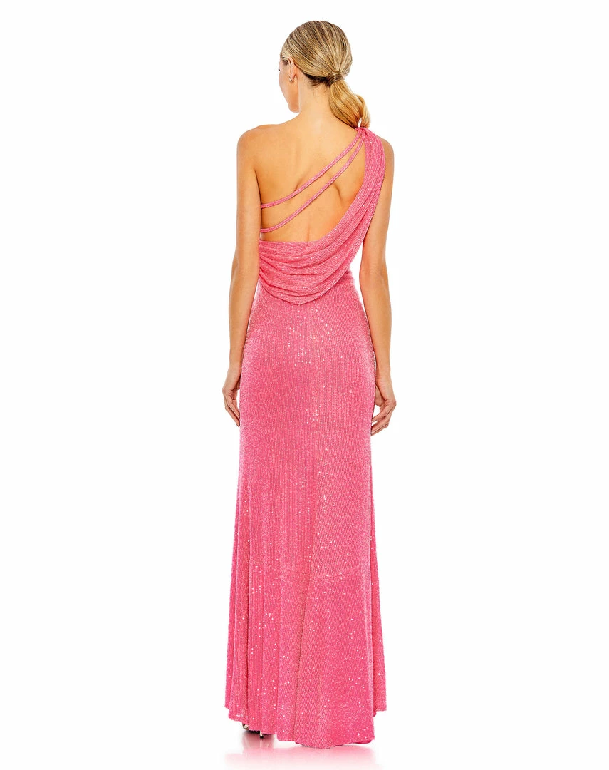 Ieena For Mac Duggal Sequined One Shoulder Draped Back Gown Shop For 5 Ieena For Mac Duggal Sequined One Shoulder Draped Back Gown Shop For