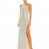 Ieena For Mac Duggal Sequined One Shoulder Draped Back Gown Shop For