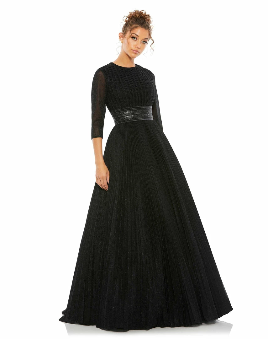 Ieena For Mac Duggal Shop For Shimmering Pleated A-Line 3/4 Sleeve Gown 1 Ieena For Mac Duggal Shop For Shimmering Pleated A-Line 3/4 Sleeve Gown