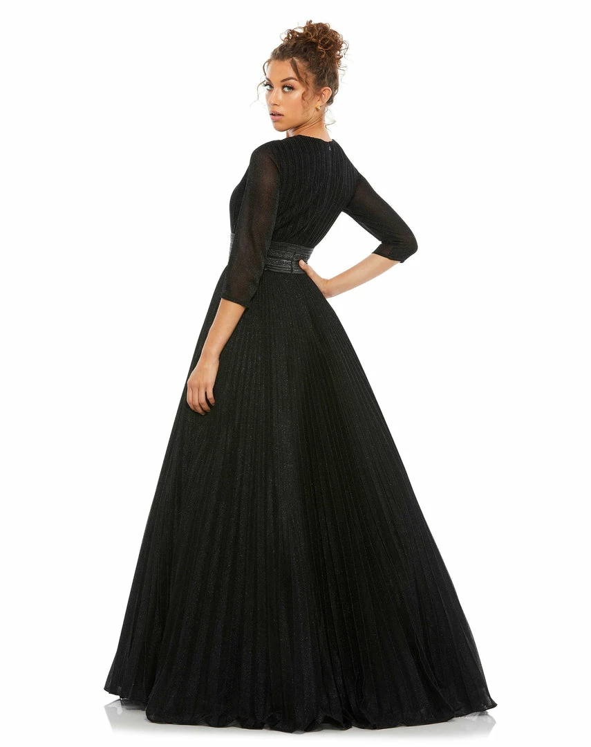 Ieena For Mac Duggal Shop For Shimmering Pleated A-Line 3/4 Sleeve Gown 2 Ieena For Mac Duggal Shop For Shimmering Pleated A-Line 3/4 Sleeve Gown