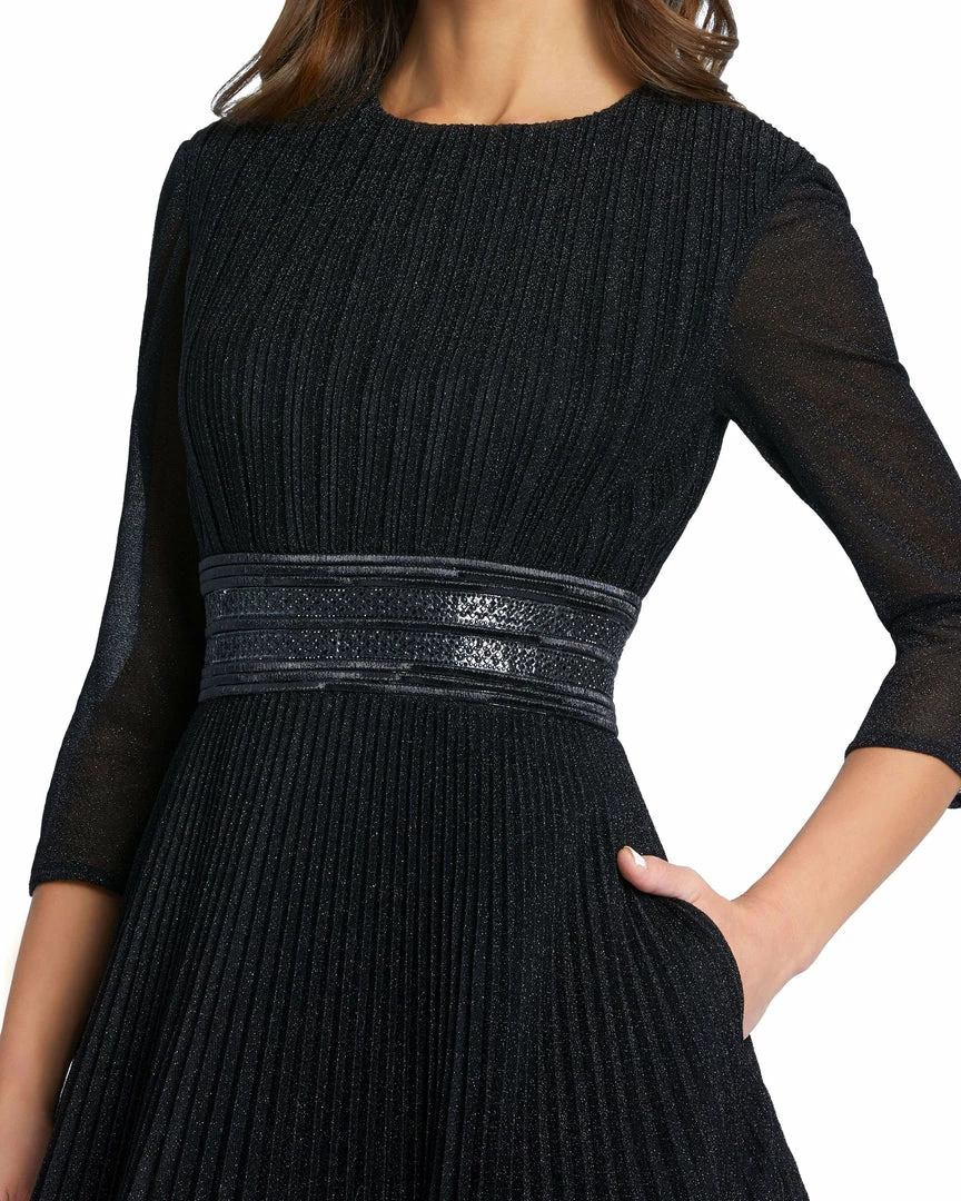 Ieena For Mac Duggal Shop For Shimmering Pleated A-Line 3/4 Sleeve Gown 4 Ieena For Mac Duggal Shop For Shimmering Pleated A-Line 3/4 Sleeve Gown