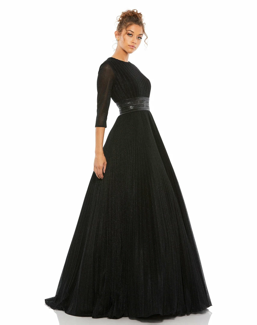 Ieena For Mac Duggal Shop For Shimmering Pleated A-Line 3/4 Sleeve Gown 3 Ieena For Mac Duggal Shop For Shimmering Pleated A-Line 3/4 Sleeve Gown