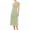 Mac Duggal Shop For Embroidered V Neck Cap Sleeve Midi Dress