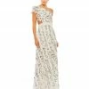 Mac Duggal Embroidered Ruffled One Shoulder Lace Up Gown Shop For