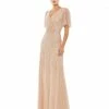 Mac Duggal Bridesmaid Dresses Embellished Flutter Sleeve Gown