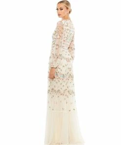 Mac Duggal Shop For Embroidered Blouson Sleeve Gown