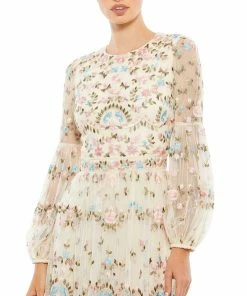 Mac Duggal Shop For Embroidered Blouson Sleeve Gown