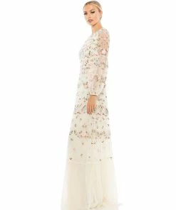 Mac Duggal Shop For Embroidered Blouson Sleeve Gown
