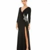 Ieena For Mac Duggal Shop For Floral Embellished Faux Wrap Jersey Gown
