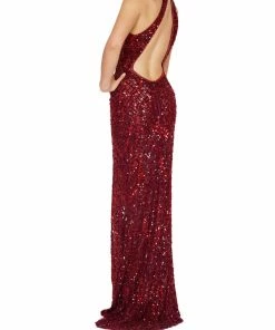Mac Duggal Sequin Halter Open Back Gown