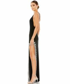 Mac Duggal Rhinestone Encrusted Side Slit Cami Bodycon Gown Shop For