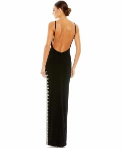 Mac Duggal Rhinestone Encrusted Side Slit Cami Bodycon Gown Shop For