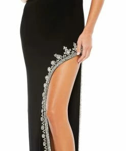 Mac Duggal Rhinestone Encrusted Side Slit Cami Bodycon Gown Shop For