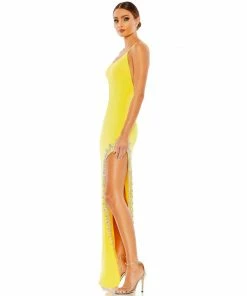 Mac Duggal Rhinestone Encrusted Side Slit Cami Bodycon Gown Shop For