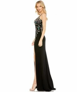 Mac Duggal Shop For Multi Color Beaded Floral Cami Gown