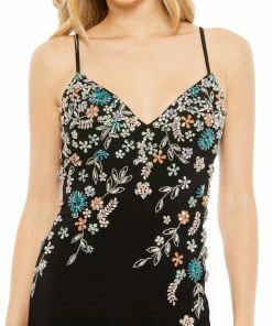 Mac Duggal Shop For Multi Color Beaded Floral Cami Gown