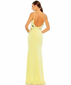 Mac Duggal Shop For Multi Color Beaded Floral Cami Gown