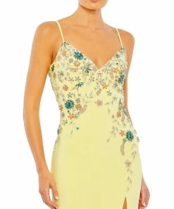Mac Duggal Shop For Multi Color Beaded Floral Cami Gown